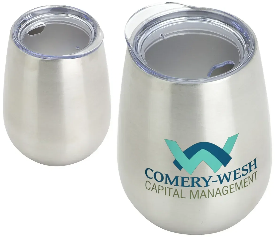 Side profile of the promotional Cabernet vacuum insulated stainless wine goblet