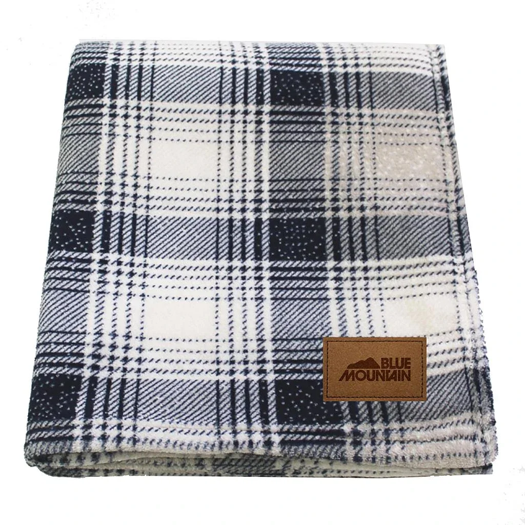 Imprinted Cabin Throw — Blue & White Plaid — view 3