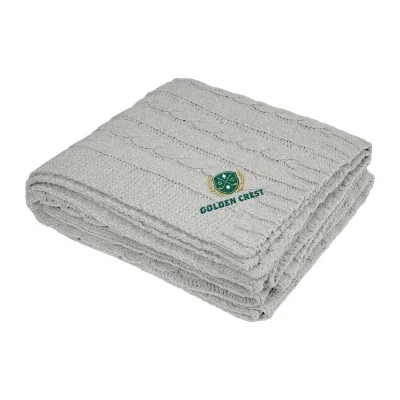 Navy blanket shown folded on a plain background