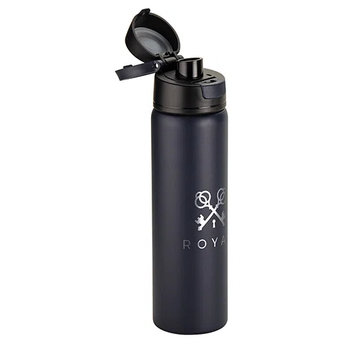 Promotional Cabrio 24 oz insulated bottle, side profile of custom branded stainless water bottle