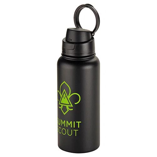 Custom branded Cabrio 32 oz vacuum insulated bottle, front view of promotional water bottle