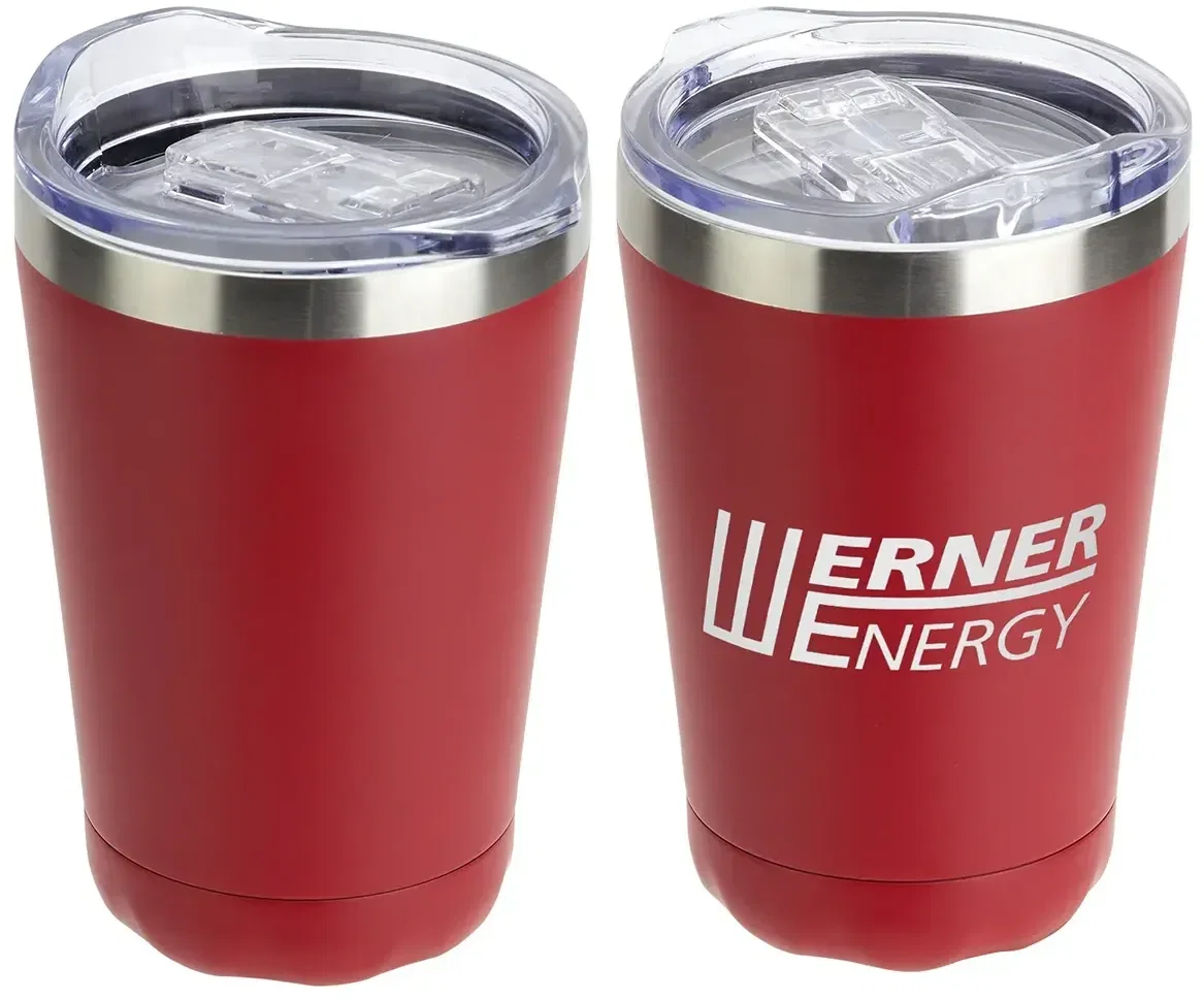 Custom Cadet insulated tumbler close-up of the logo imprint area