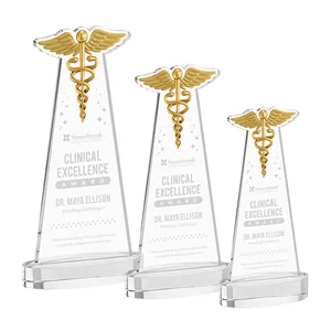 Starfire Crystal Caduceus Award with Sleek Tapered Design