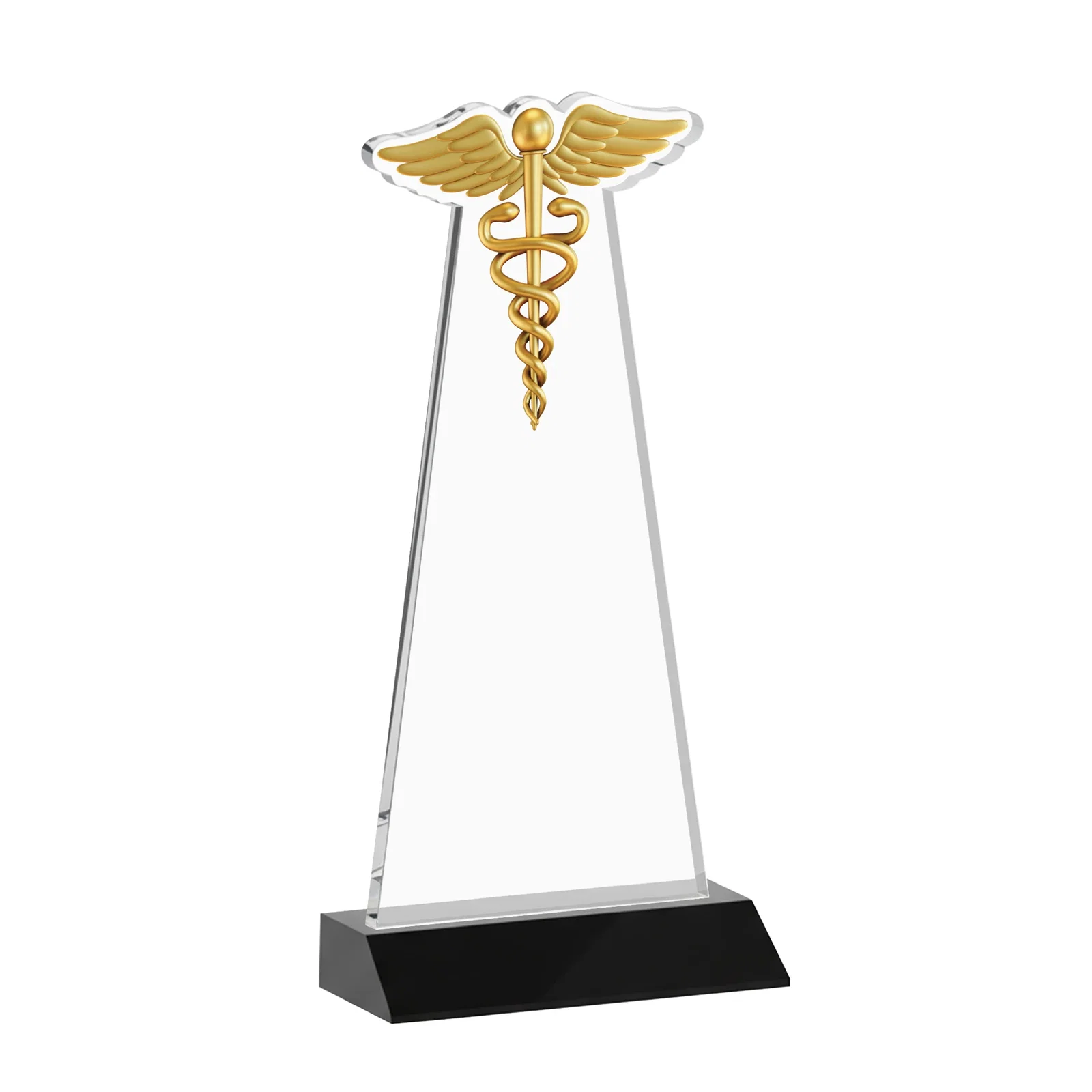 Custom Starfire Crystal Caduceus Award, with your logo for employee recognition