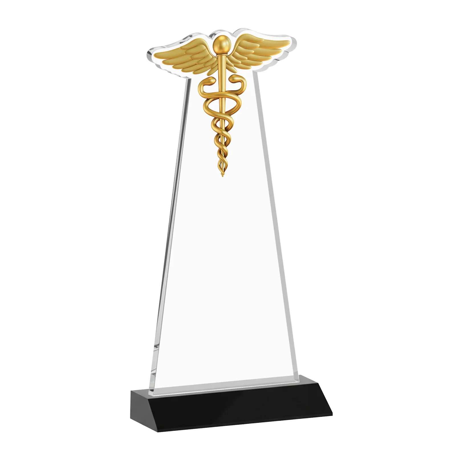 Custom Starfire Crystal Caduceus Award, with your logo for corporate award ceremonies
