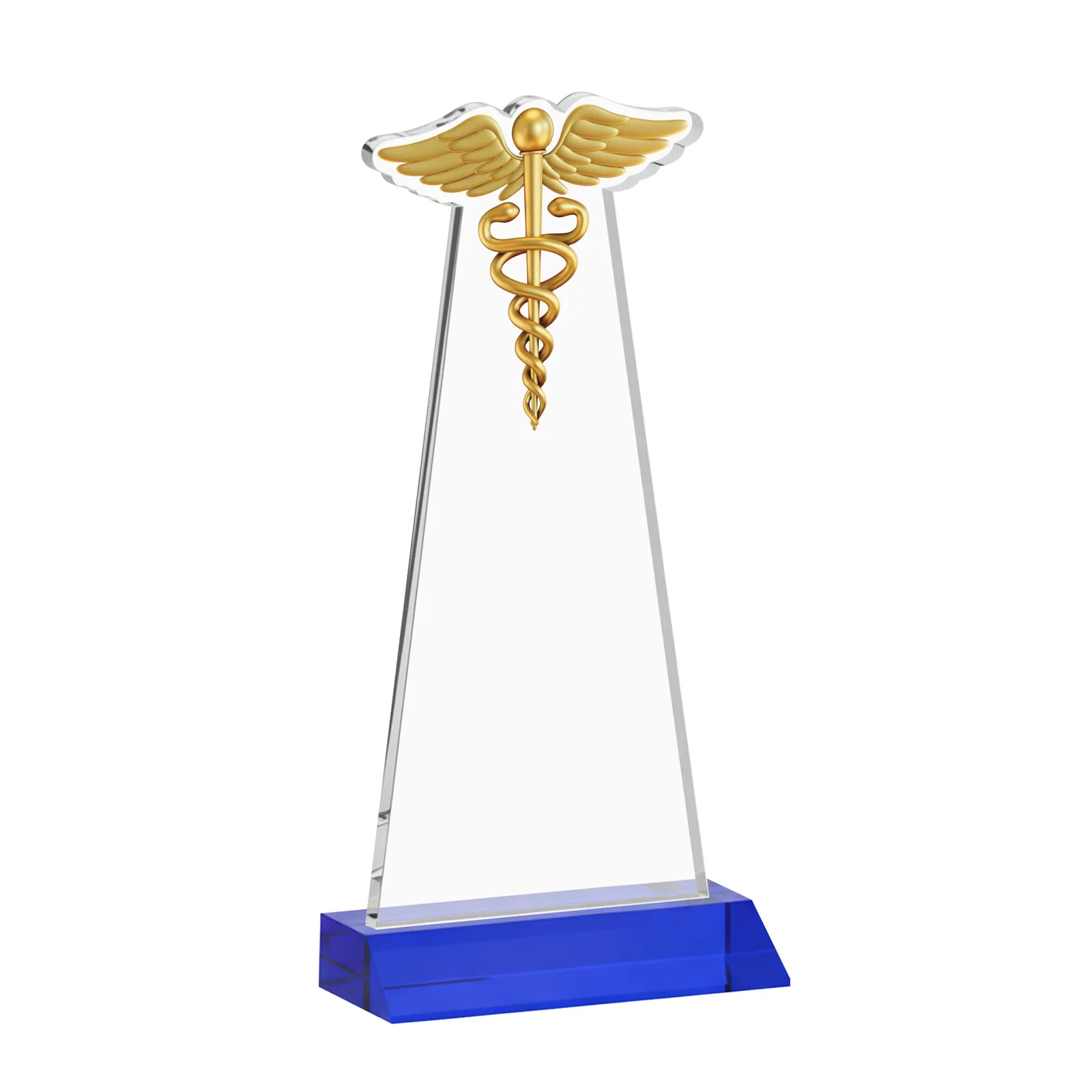 Custom Starfire Crystal Caduceus Award, with your logo for sales achievement awards