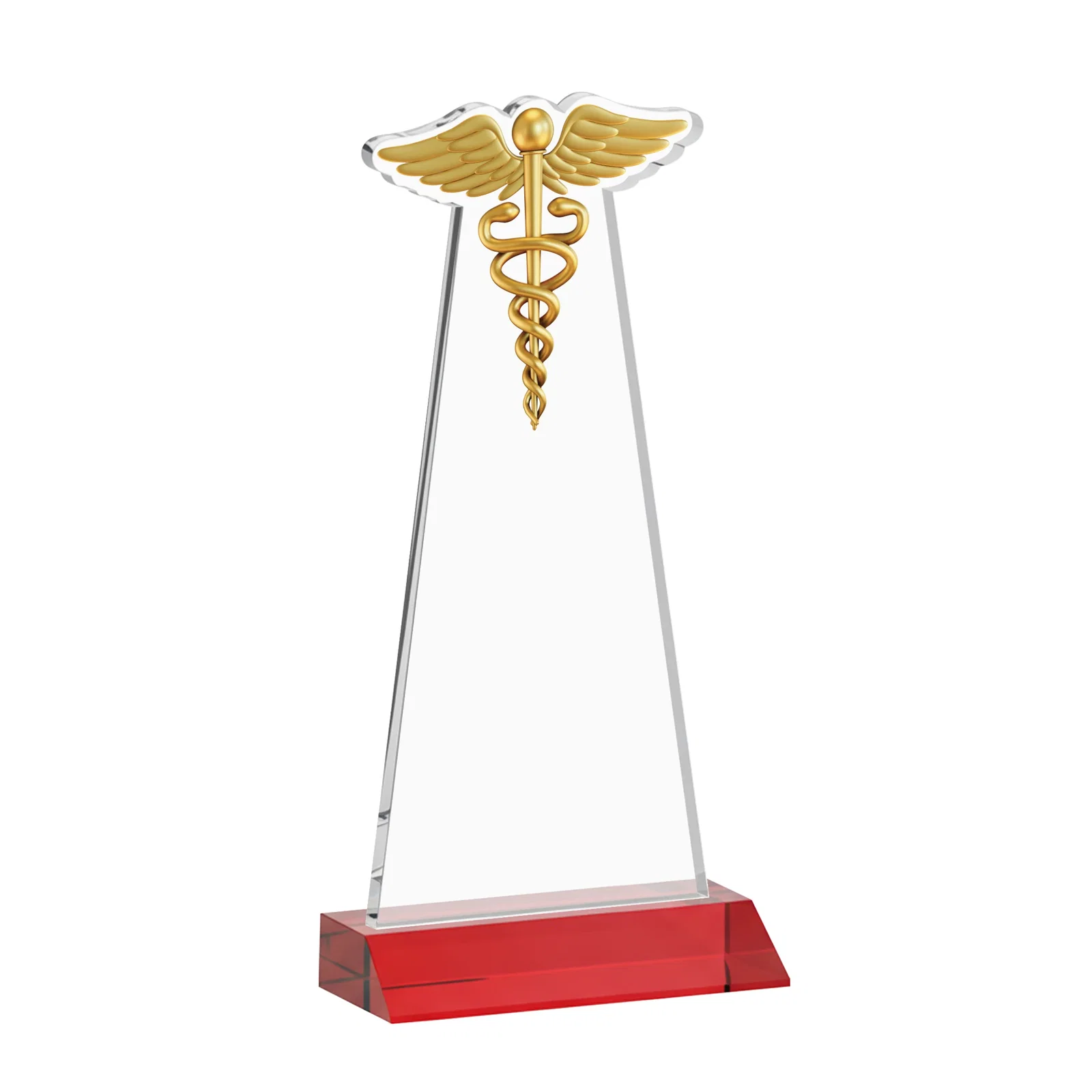 Custom Starfire Crystal Caduceus Award, with your logo for donor appreciation