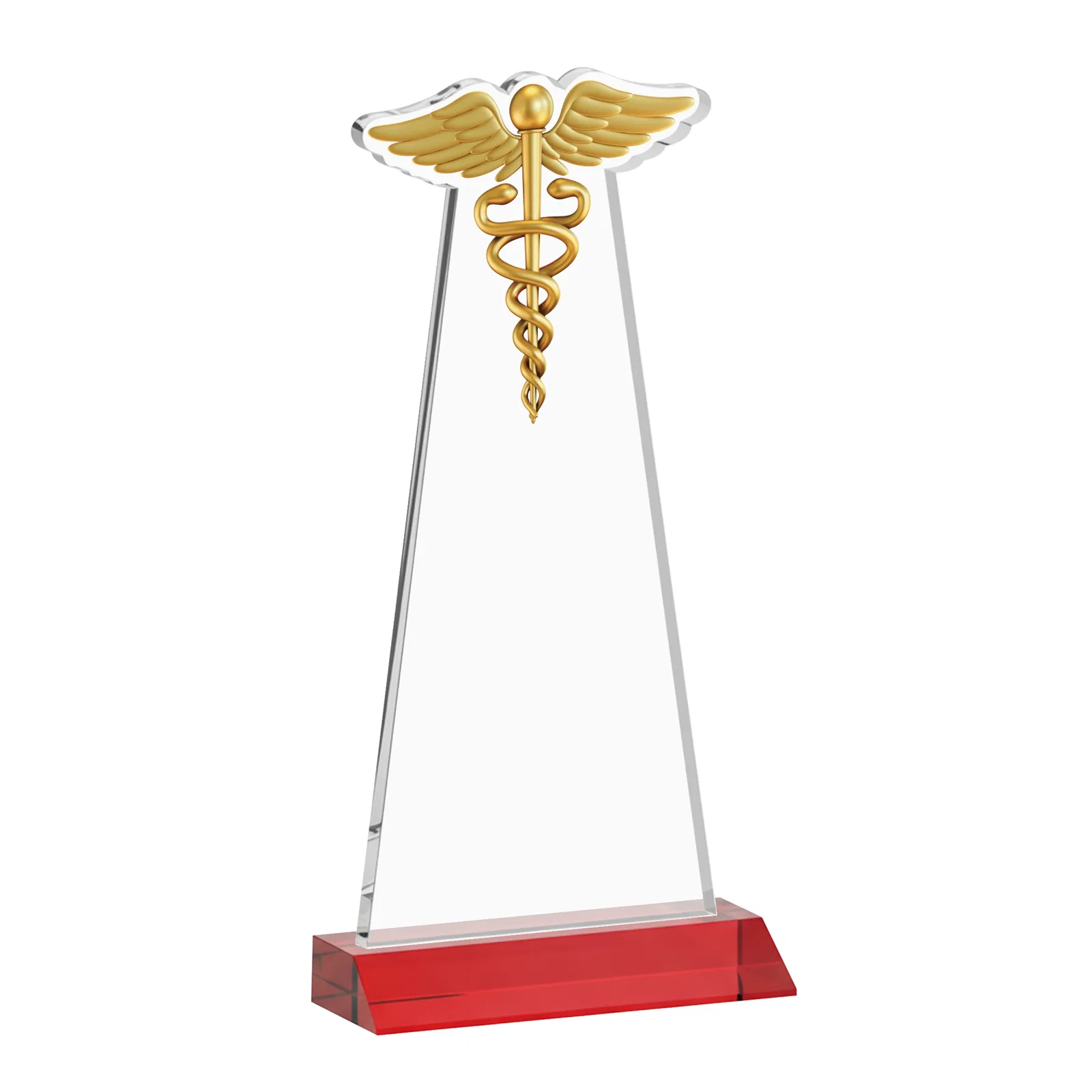 Custom Starfire Crystal Caduceus Award, with your logo for graduation ceremonies