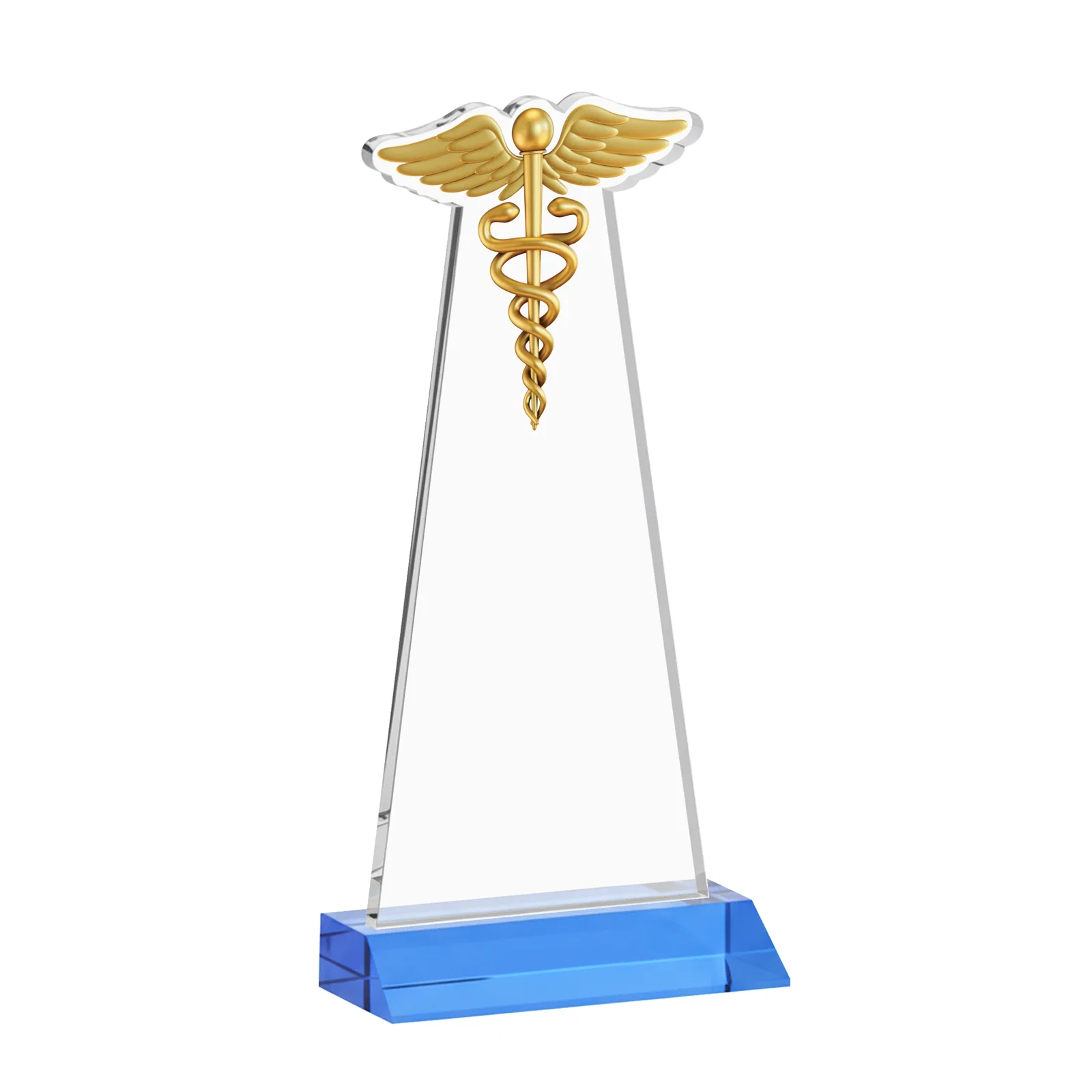 Custom Starfire Crystal Caduceus Award, with your logo for volunteer appreciation