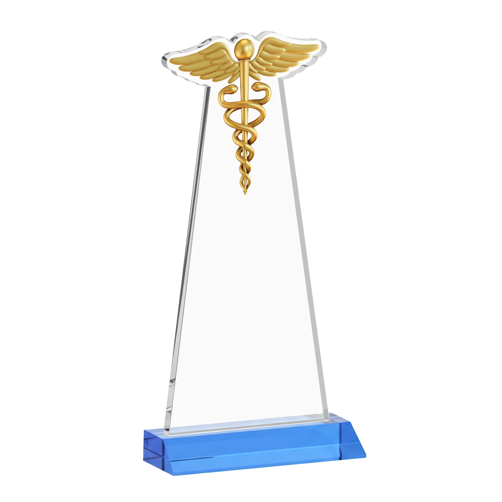 Custom Starfire Crystal Caduceus Award, with your logo for dealer and partner awards