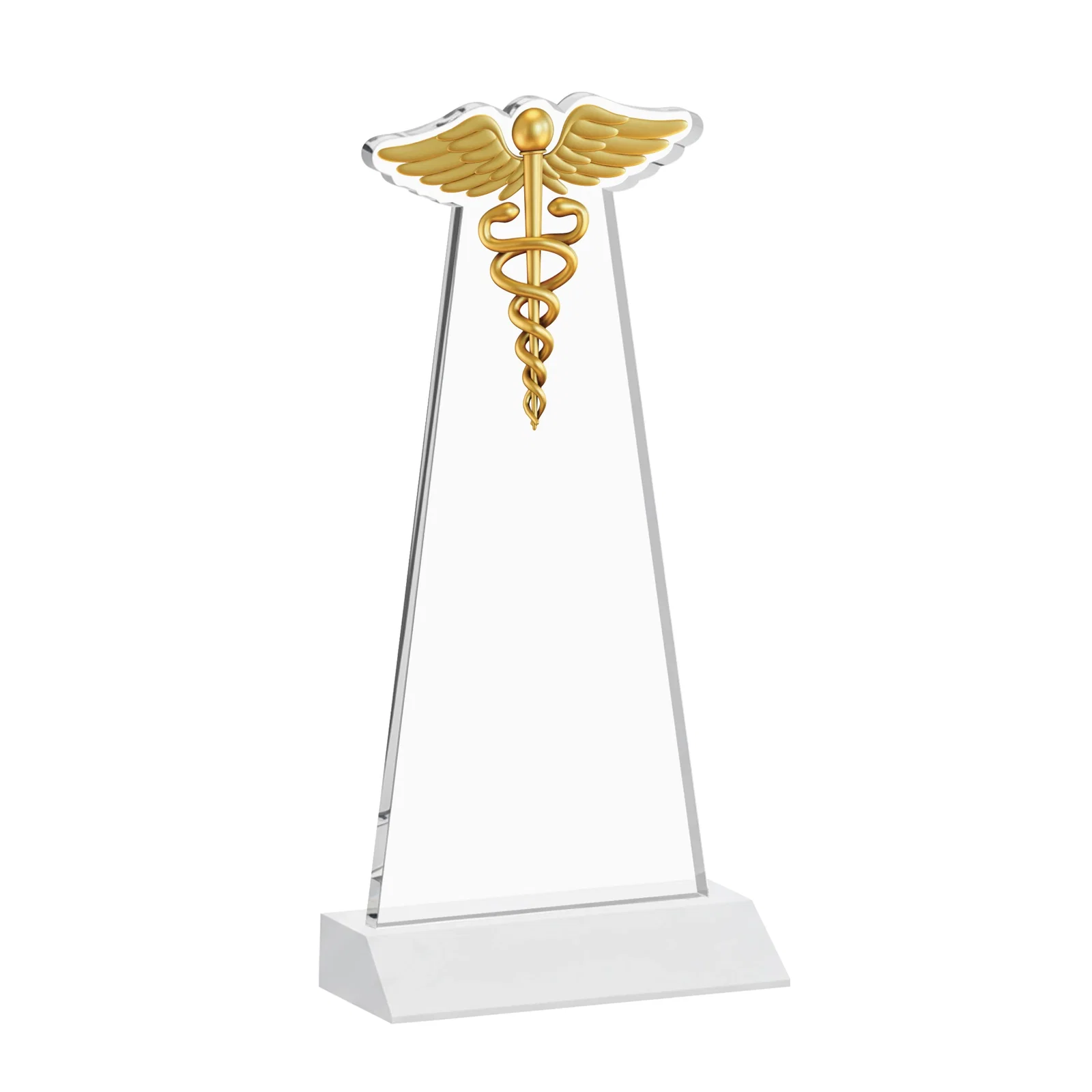 Personalized Starfire Crystal Caduceus Award, with your logo for employee recognition