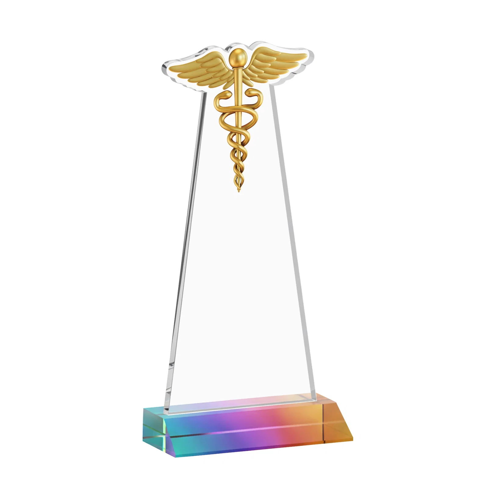 Personalized Starfire Crystal Caduceus Award, with your logo for sales achievement awards