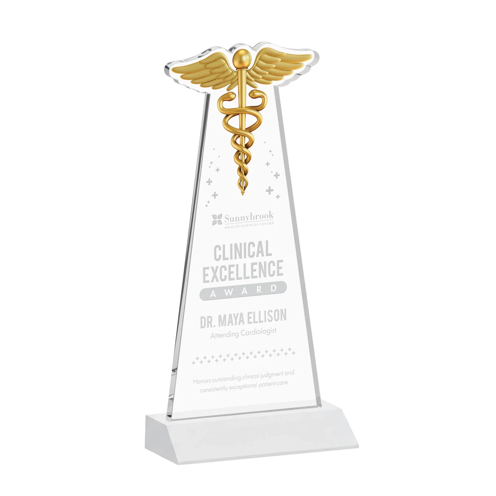 Promotional Starfire Crystal Caduceus Award for graduation ceremonies
