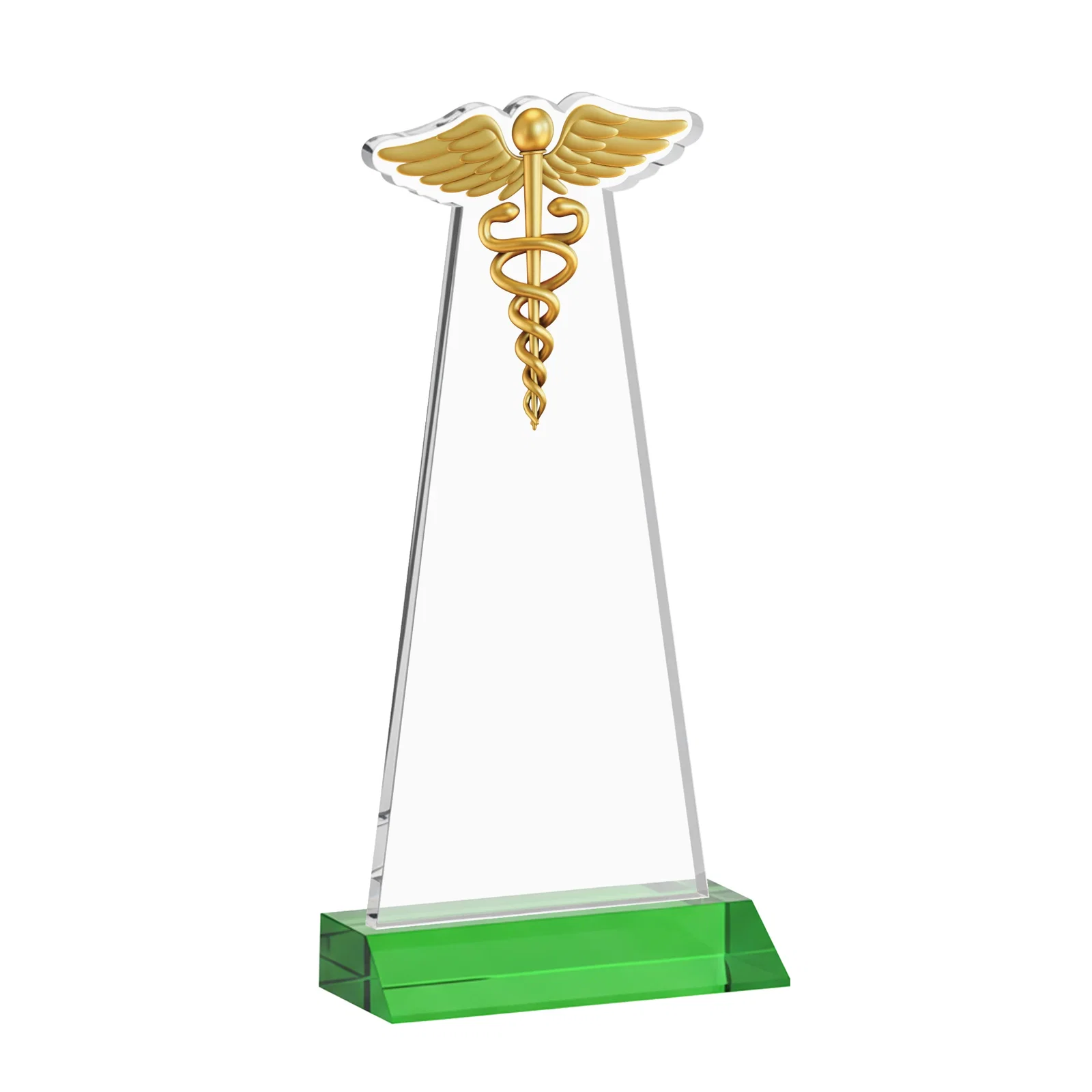 Custom engraved Starfire Crystal Caduceus Award for volunteer appreciation