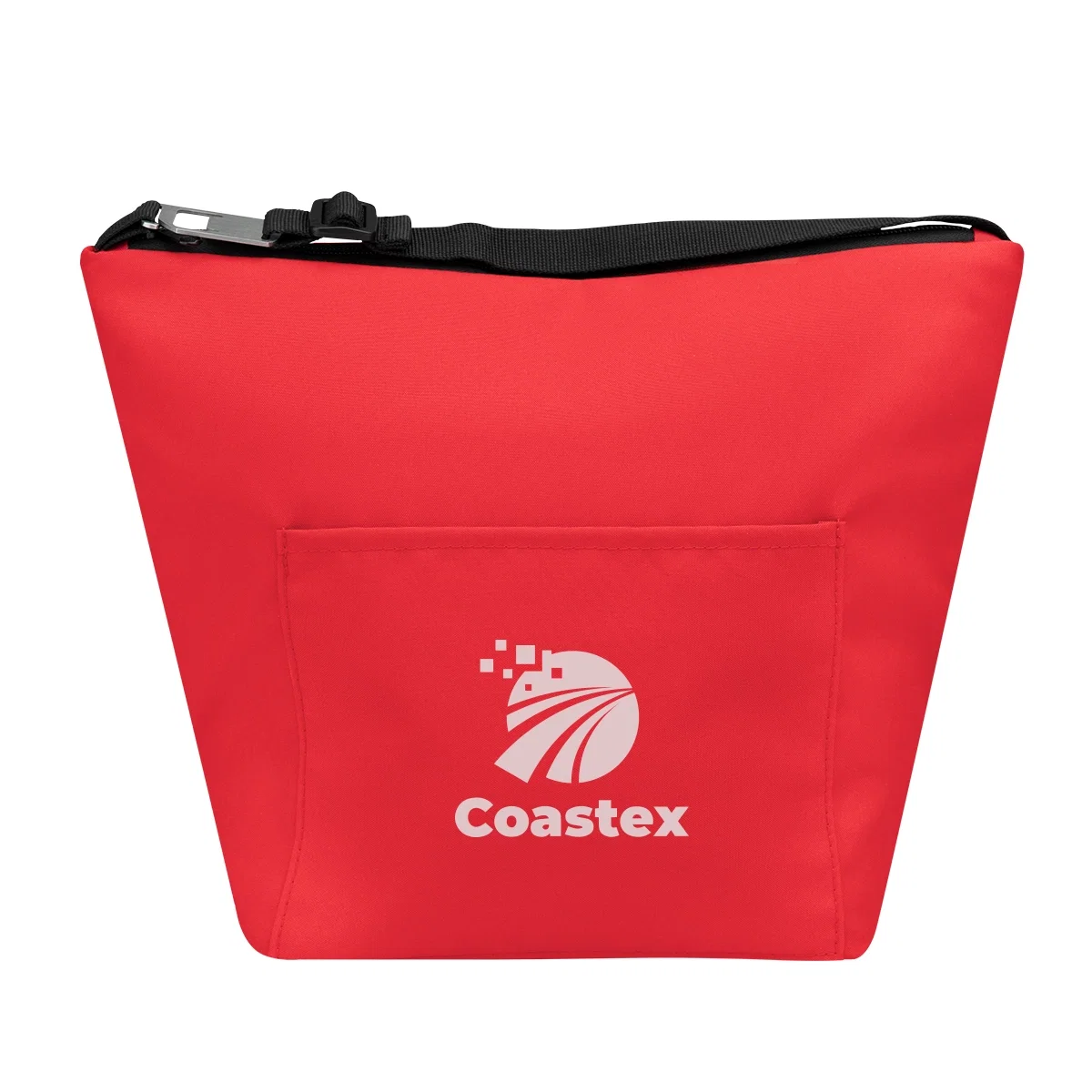 Insulated carry tote shown in full showing the zippered top clearly