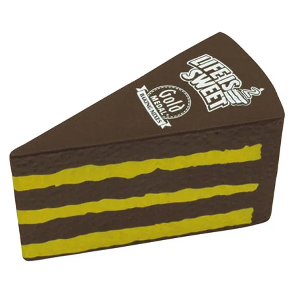 Cake slice shaped stress reliever, about 4 inches long