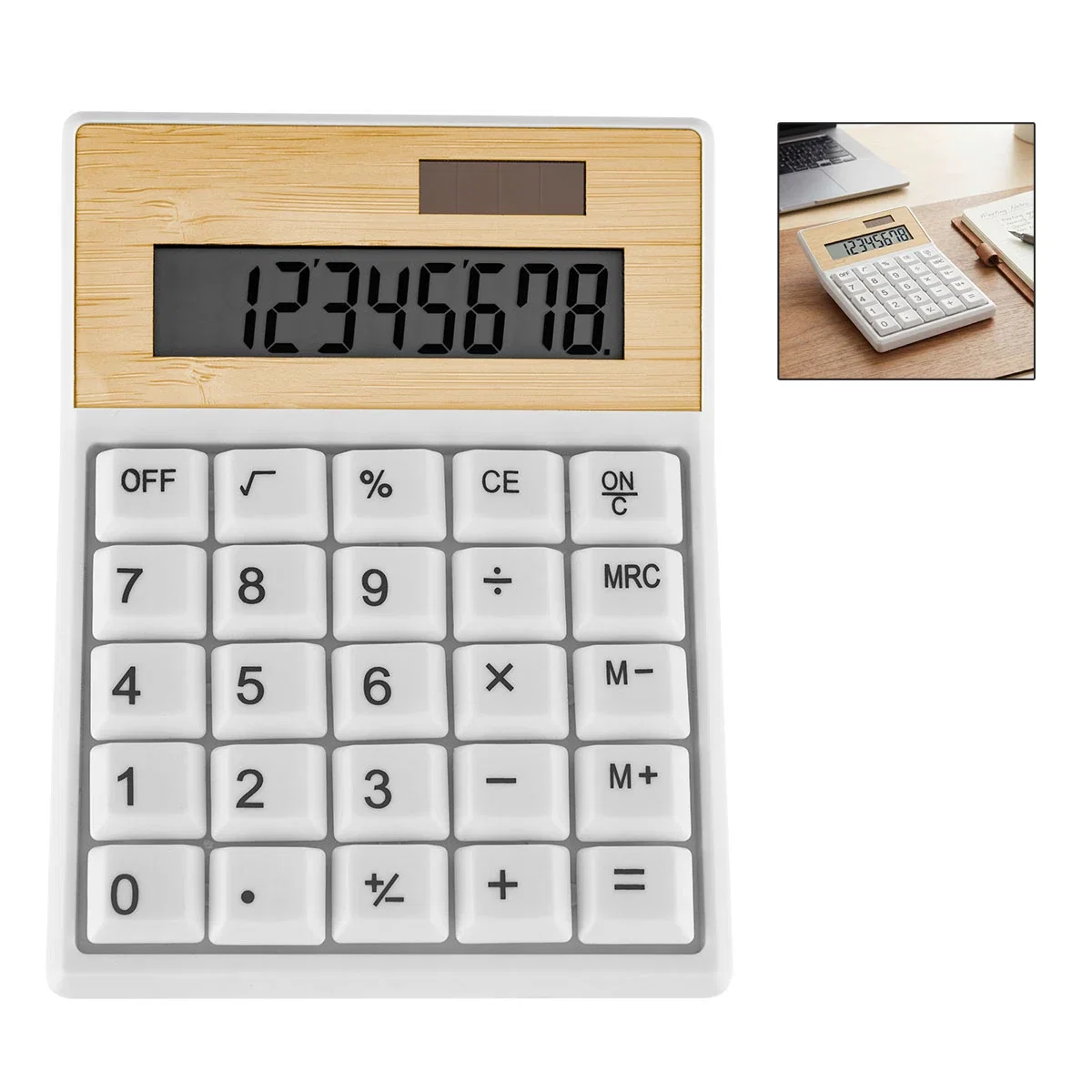 Isolated shot of the pocket calculator on a clean surface