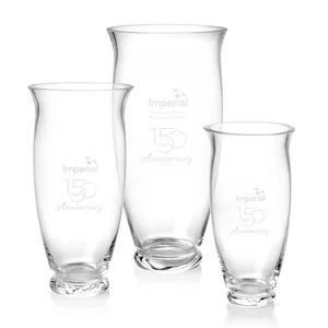 Lead Free Crystalline Vase with Flowing Curved Contour