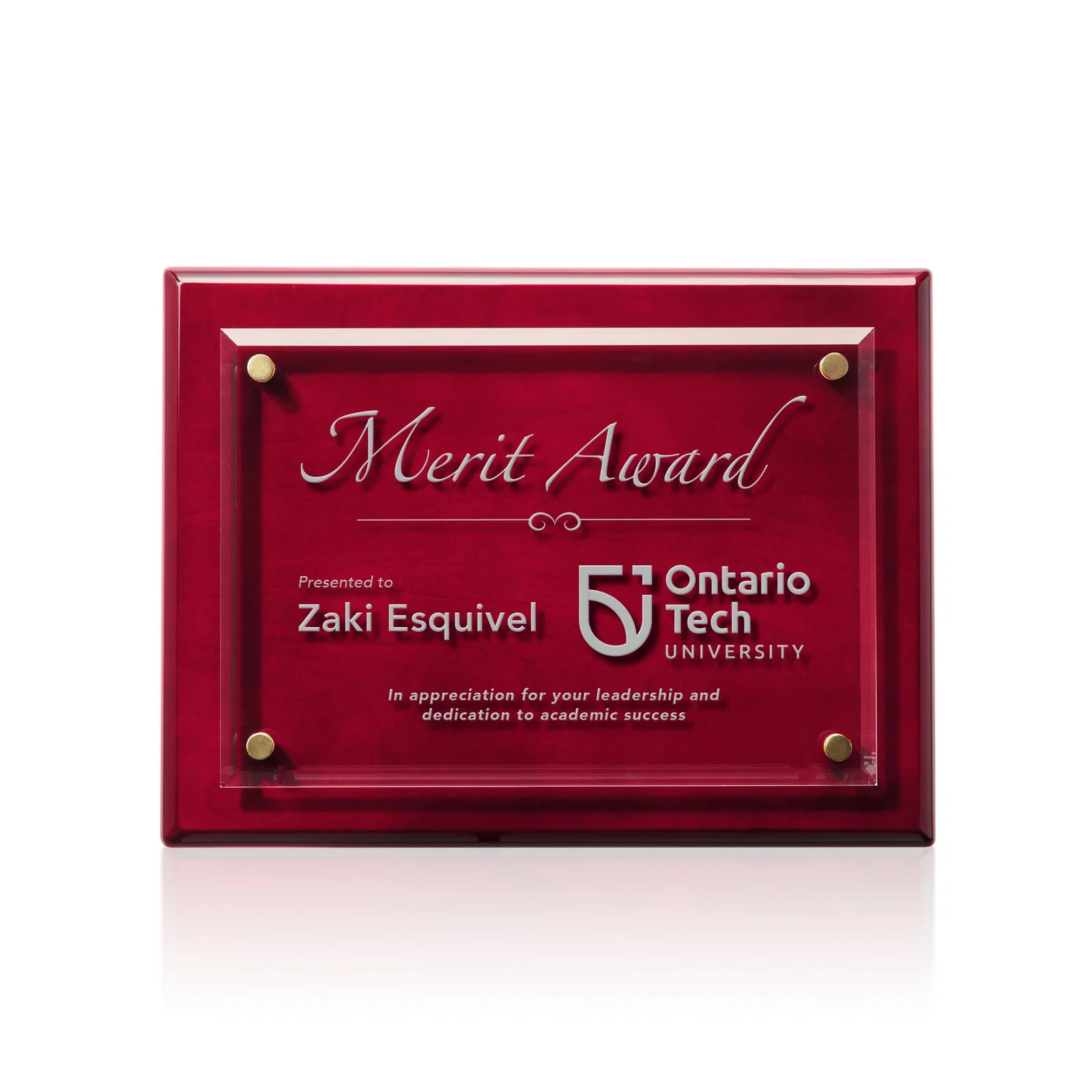 Personalized Starfire Crystal Wall Plaque with Drop Shadow Backing for corporate award ceremonies