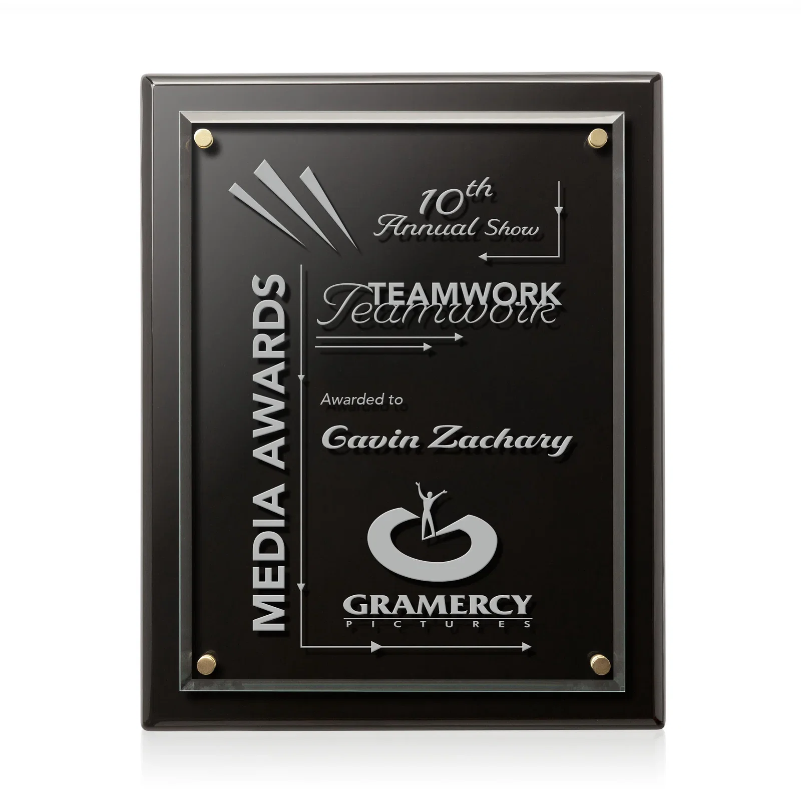 Promotional Starfire Crystal Wall Plaque with Drop Shadow Backing for service anniversary gifts