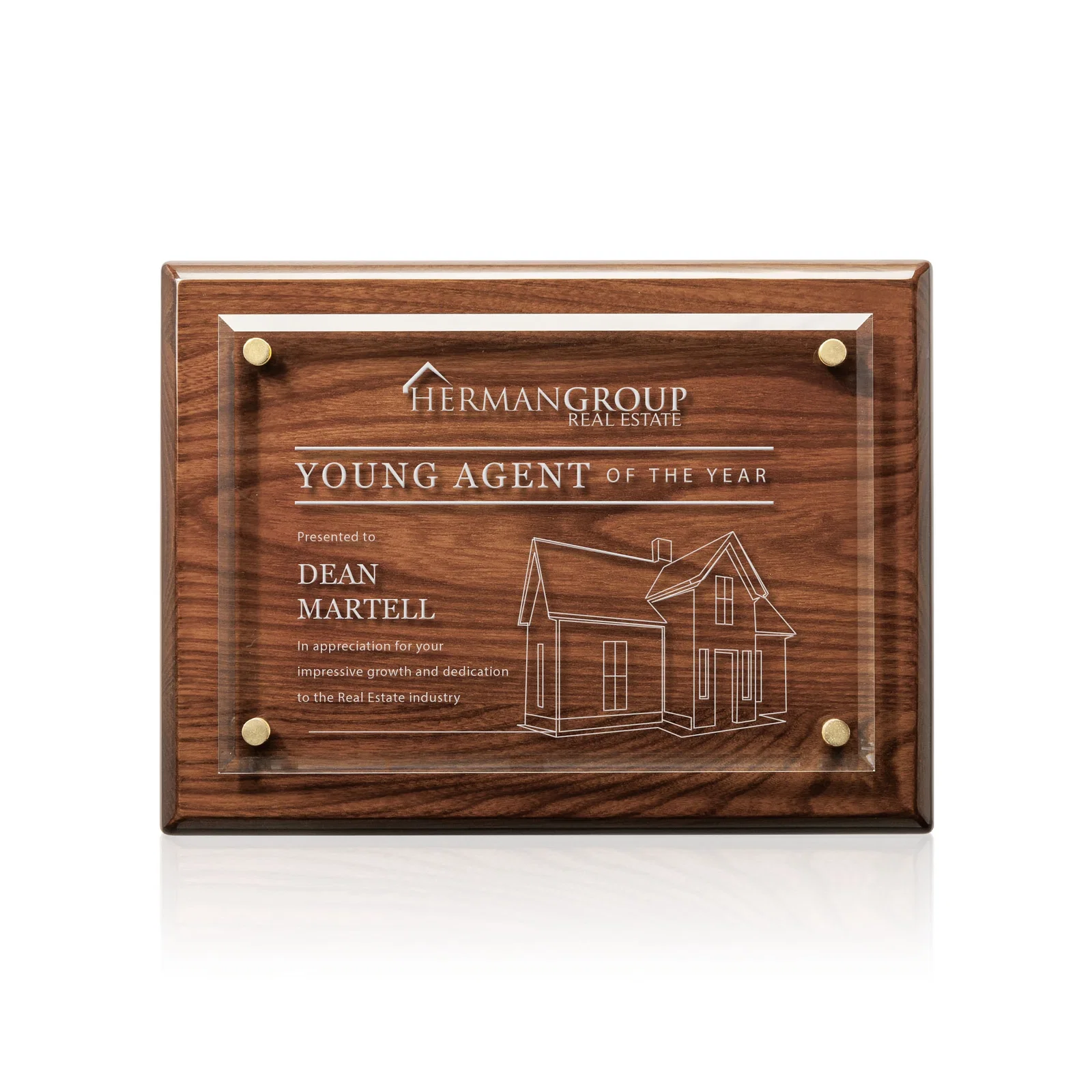 Promotional Starfire Crystal Wall Plaque with Drop Shadow Backing for dealer and partner awards