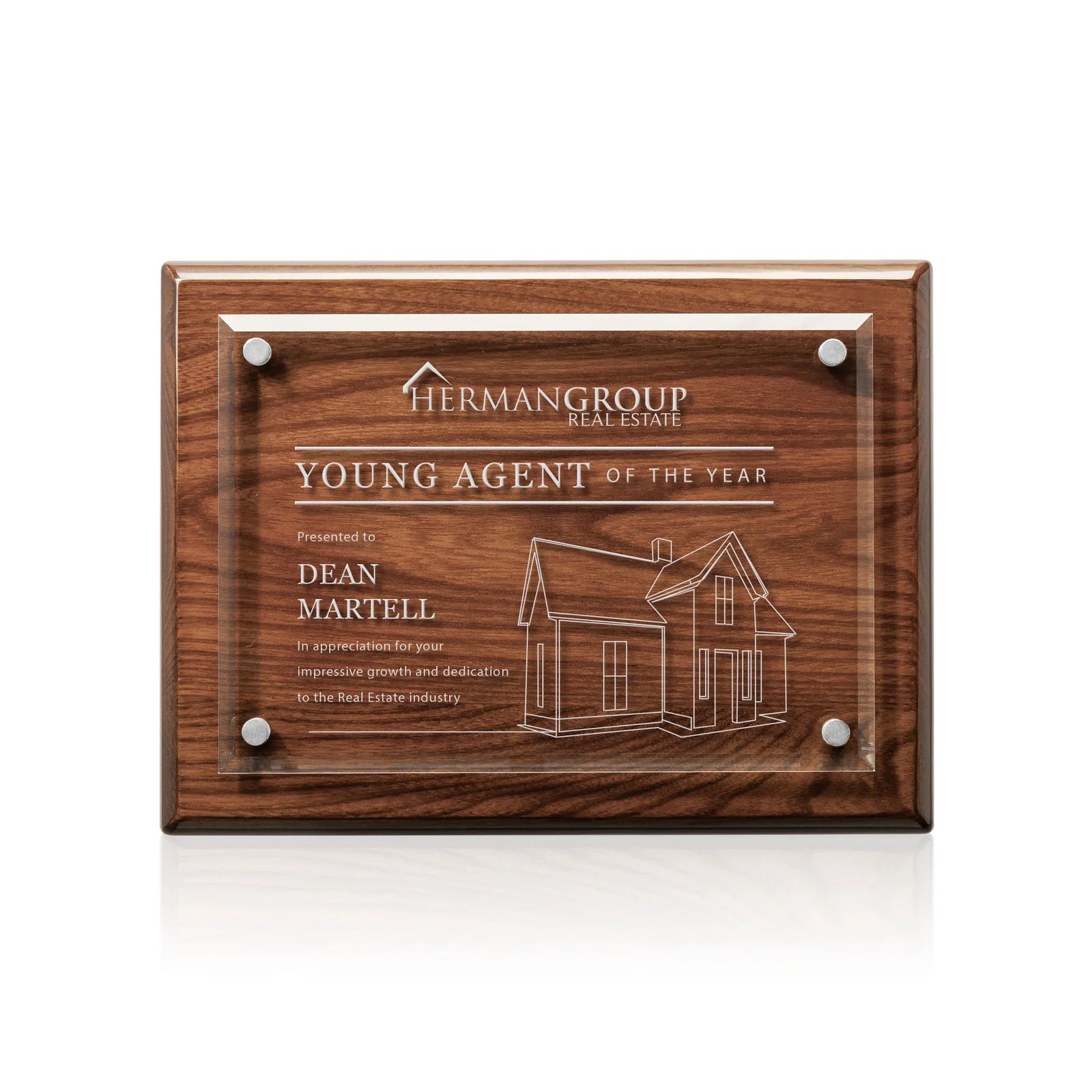 Branded Starfire Crystal Wall Plaque with Drop Shadow Backing for team milestone celebrations