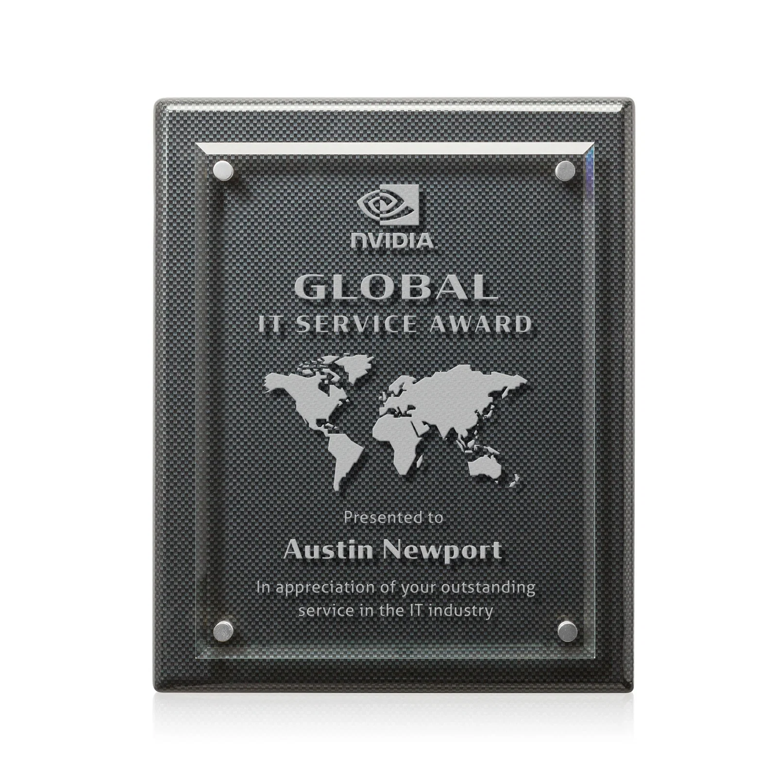 Branded Starfire Crystal Wall Plaque with Drop Shadow Backing for dealer and partner awards