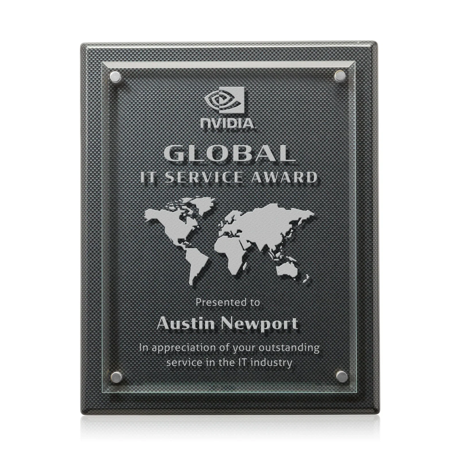 Branded Starfire Crystal Wall Plaque with Drop Shadow Backing for company anniversary events