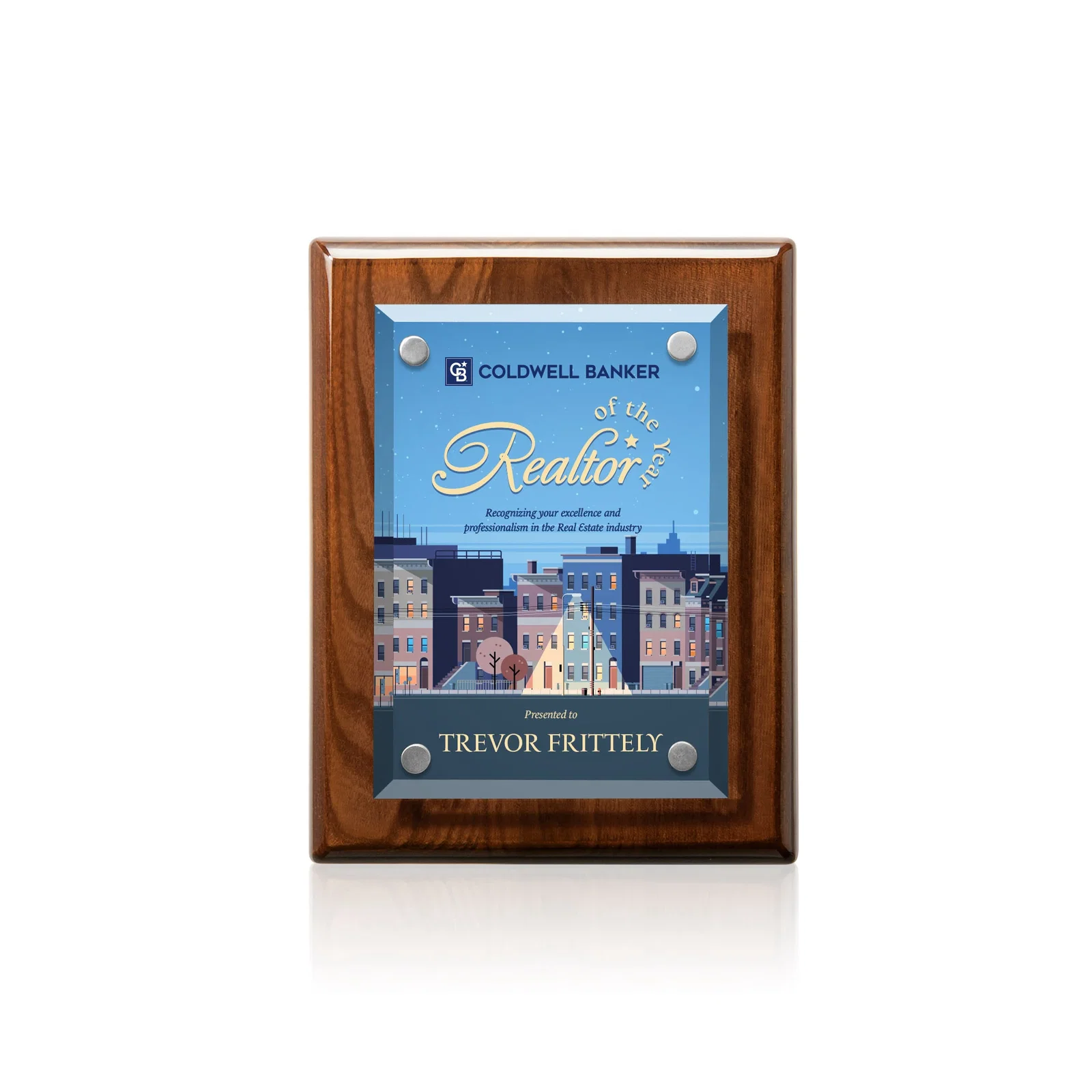 Branded Beveled Starfire Crystal Plaque That Hangs Either Orientation for employee recognition