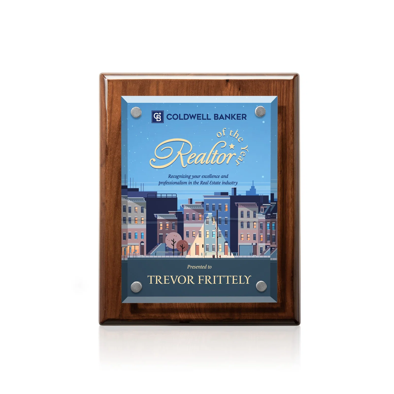 Branded Beveled Starfire Crystal Plaque That Hangs Either Orientation for corporate award ceremonies