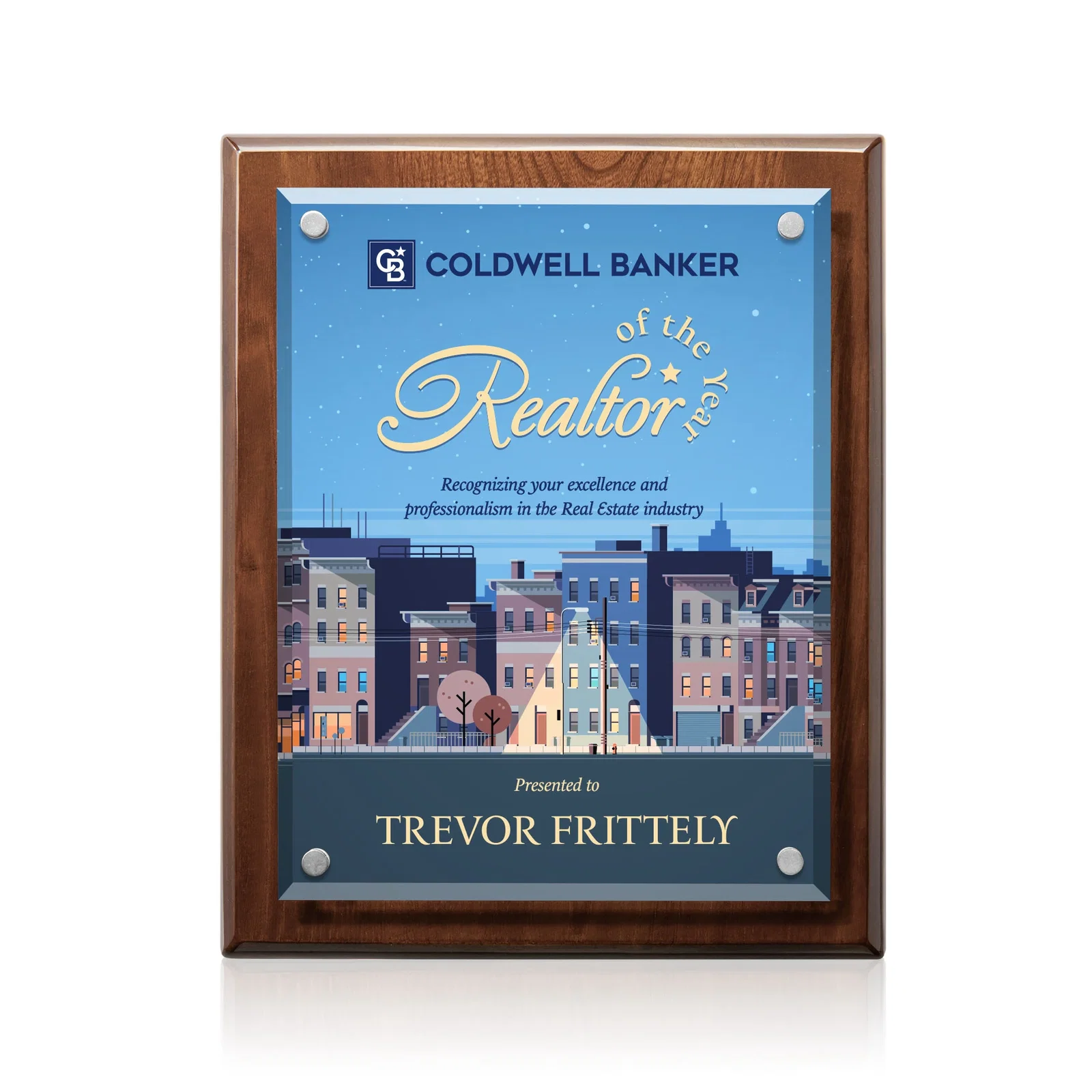 Branded Beveled Starfire Crystal Plaque That Hangs Either Orientation for sales achievement awards