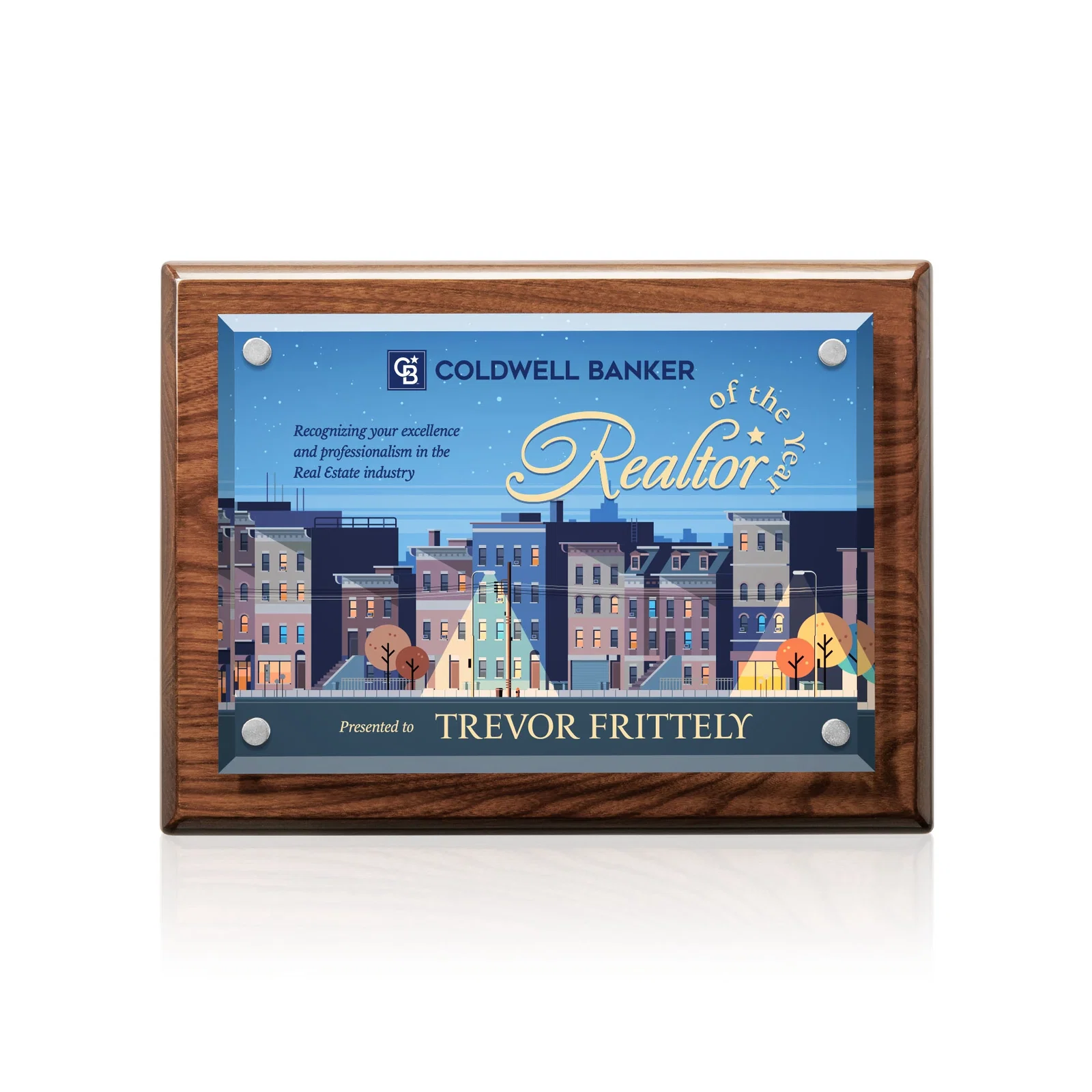 Branded Beveled Starfire Crystal Plaque That Hangs Either Orientation for team milestone celebrations