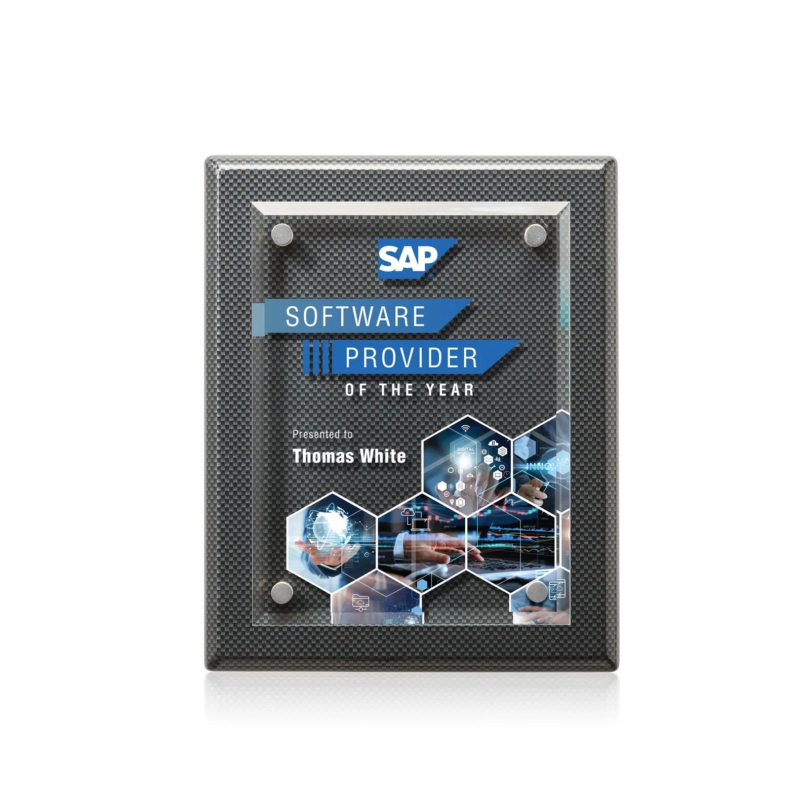 Branded Beveled Starfire Crystal Plaque That Hangs Either Orientation for safety achievement programs
