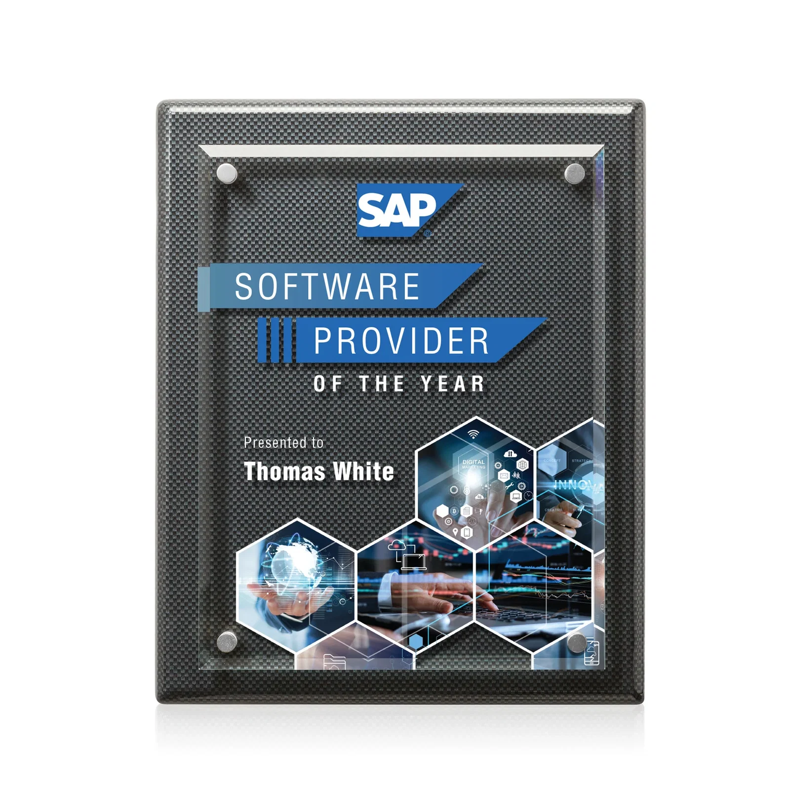 Branded Beveled Starfire Crystal Plaque That Hangs Either Orientation for dealer and partner awards