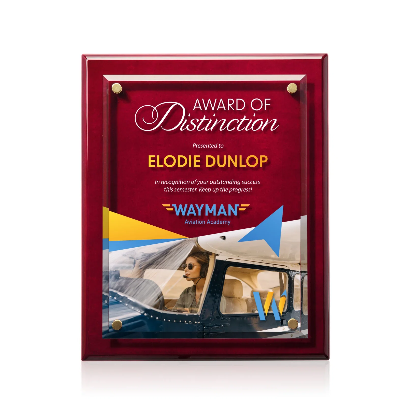 Custom Beveled Starfire Crystal Plaque That Hangs Either Orientation for retirement presentations