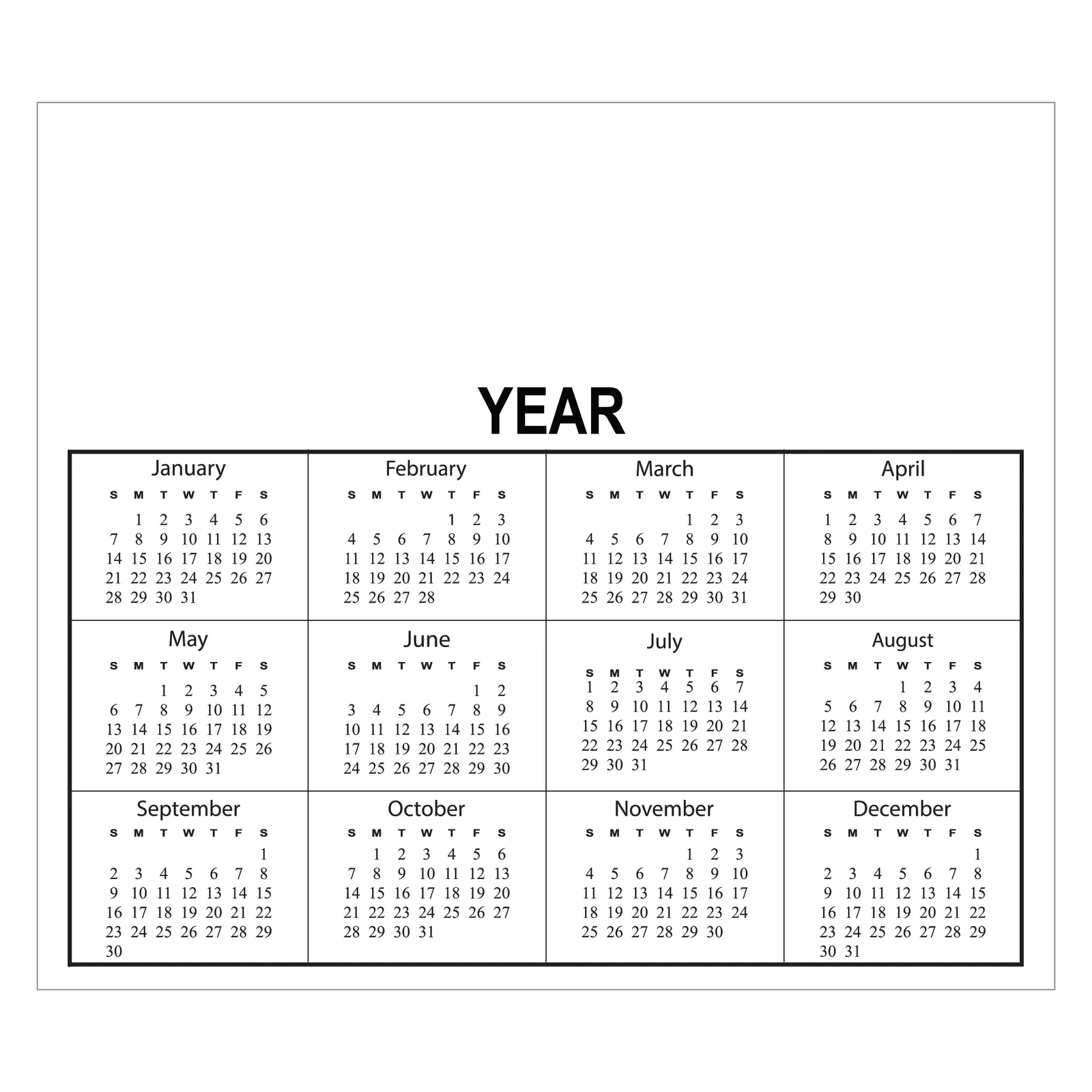 Month grid detail on a small refrigerator magnet in white