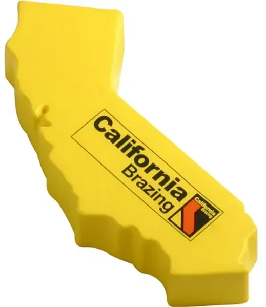 Custom California Shape Stress Reliever, branded foam squeeze toy shaped like California for logo giveaways