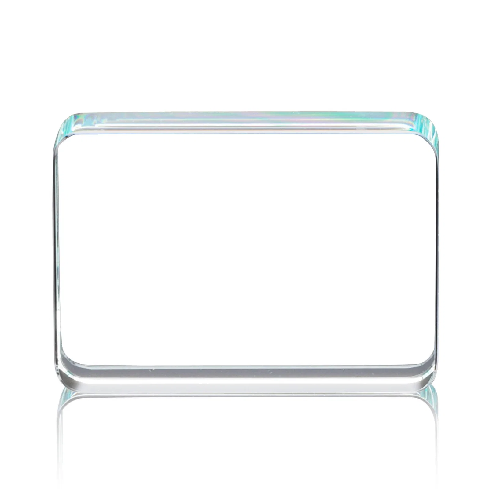 Custom Starfire Crystal Rounded-Rectangle Desk Award for donor appreciation