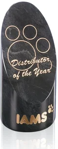 Polished Marble Cylinder Award with Steeply Cut Face