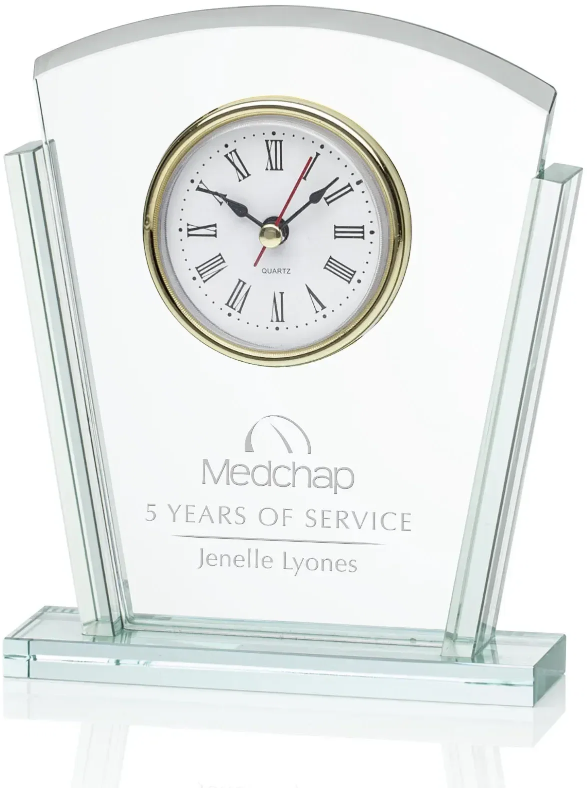 Personalized Jade Glass Clock — view 2