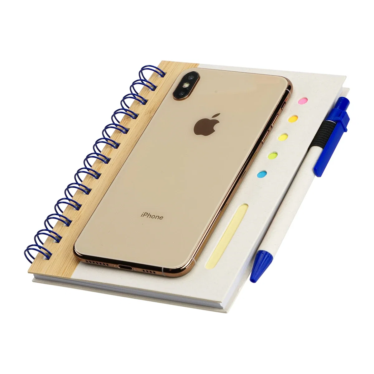 Close-up of the colorful sticky notes included with the Camber Spiral Notebook