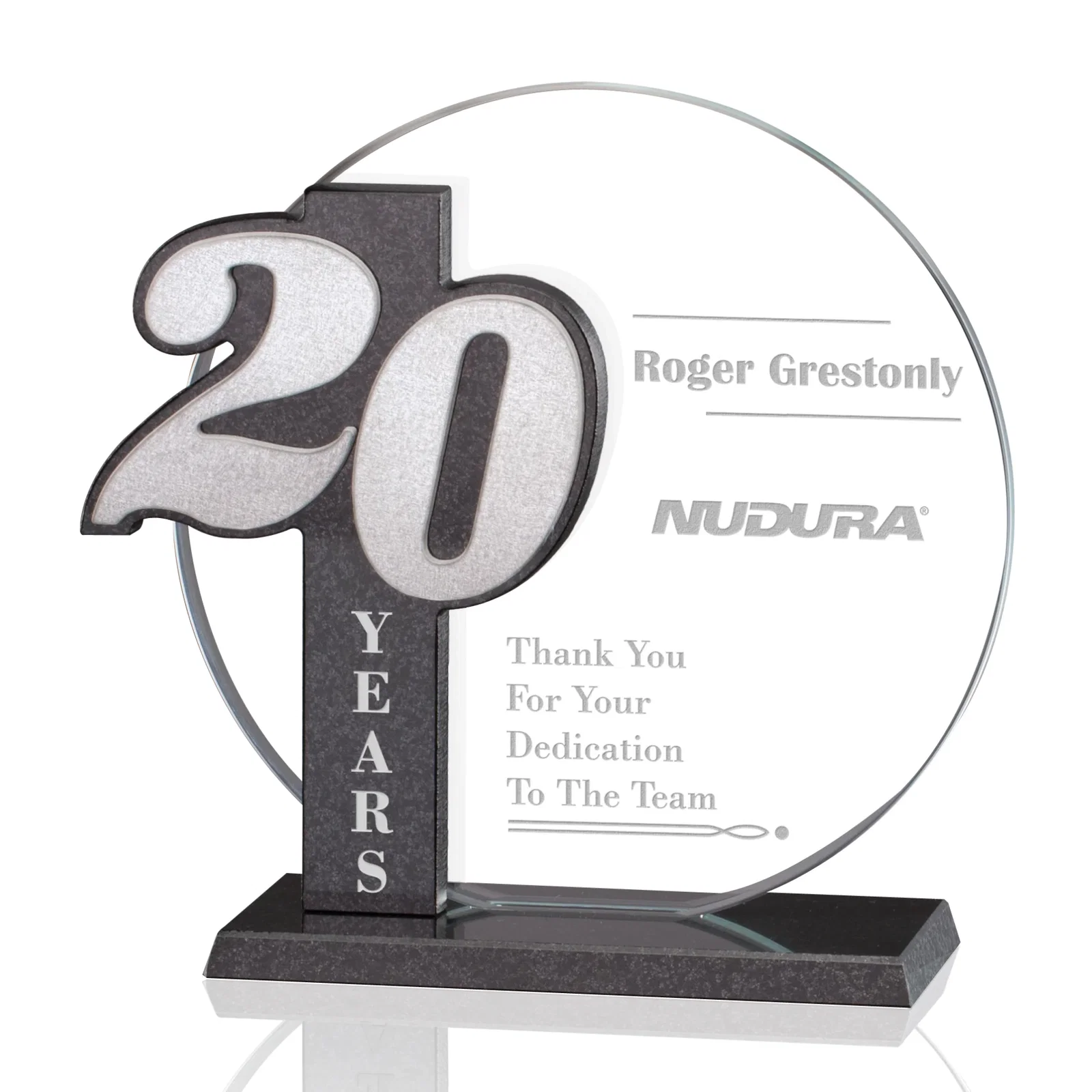 Custom Cambio Years of Service Award, marble for graduation ceremonies