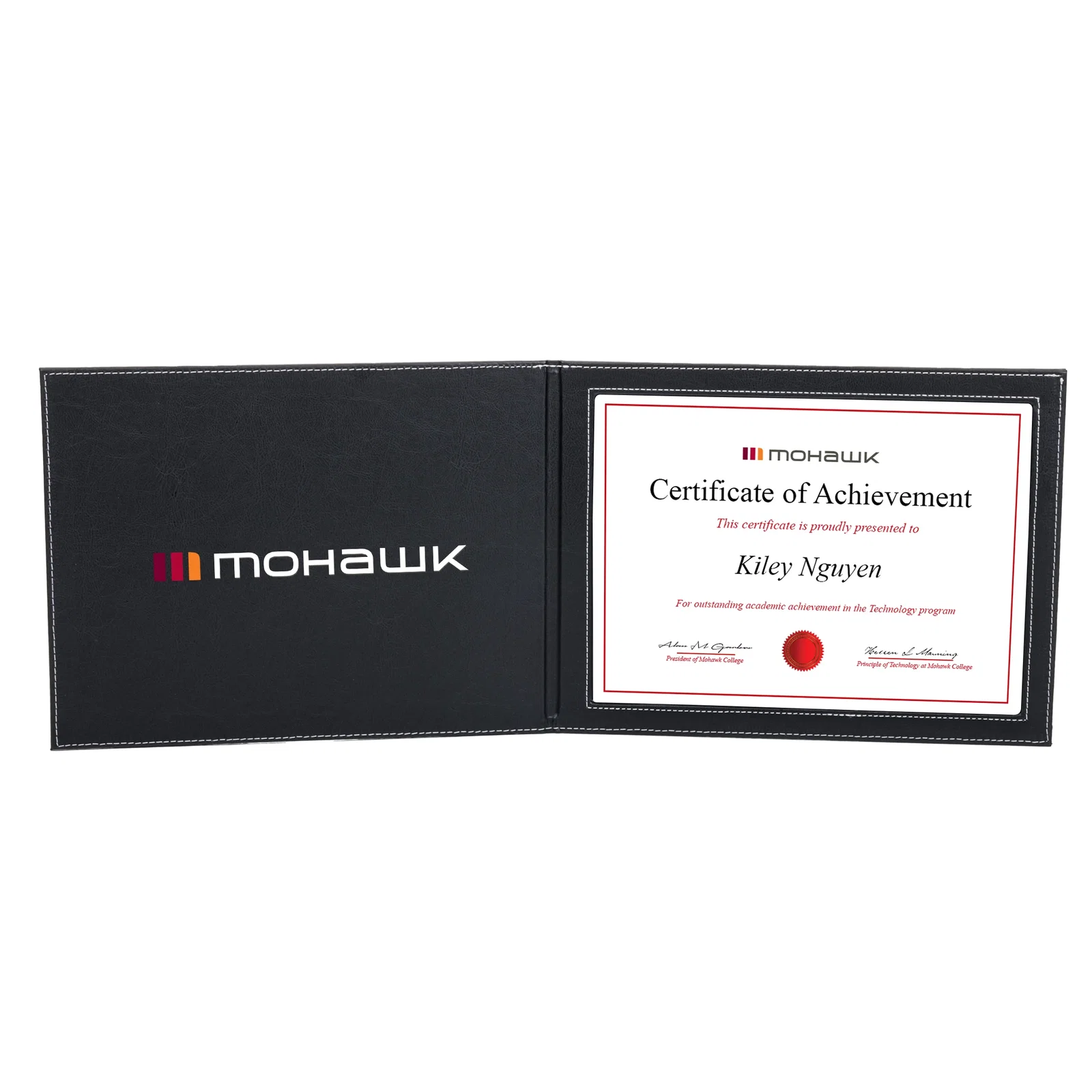 Custom Leatherette Certificate Holder with Full-Color Front and Clear Window for sales achievement awards
