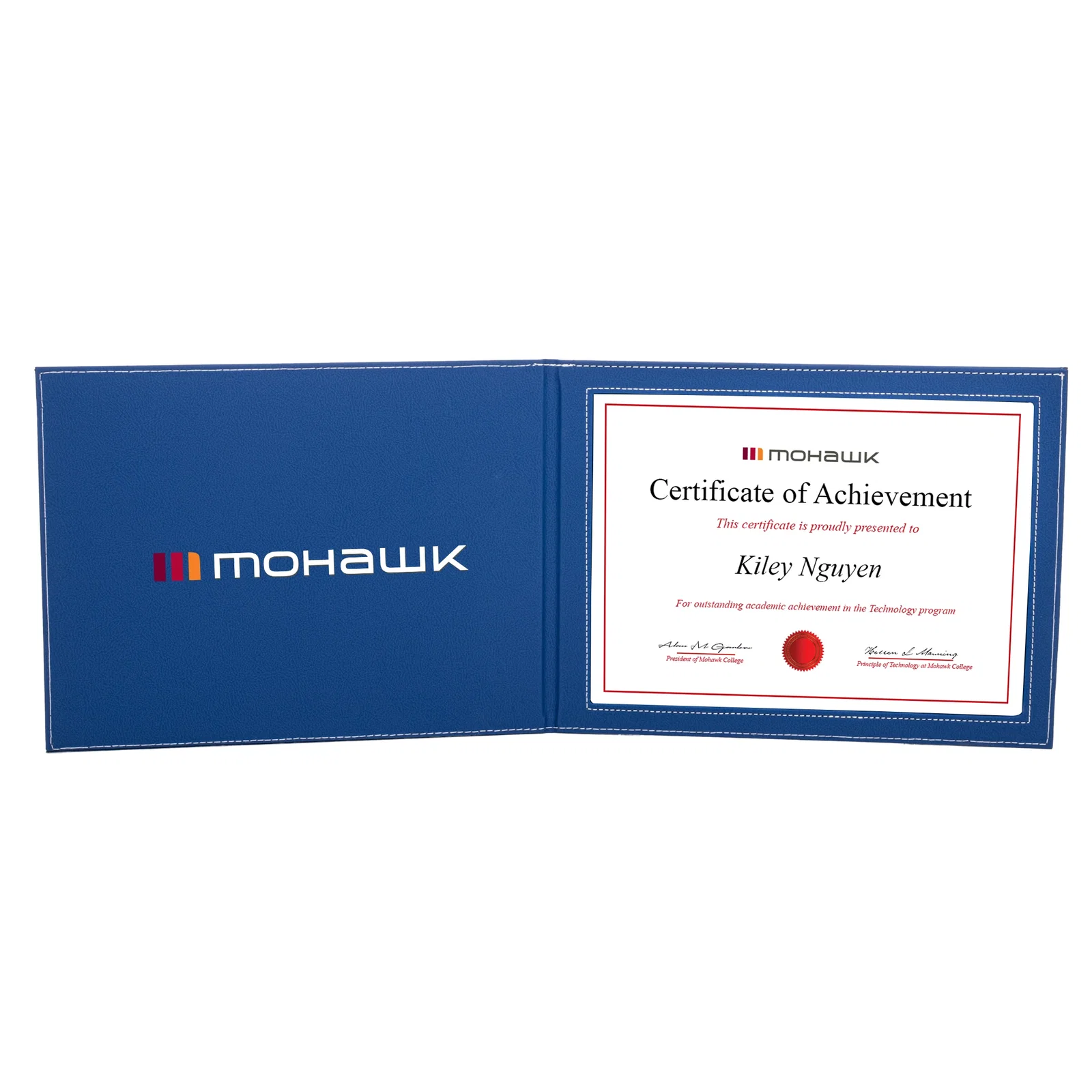 Custom Leatherette Certificate Holder with Full-Color Front and Clear Window for retirement presentations