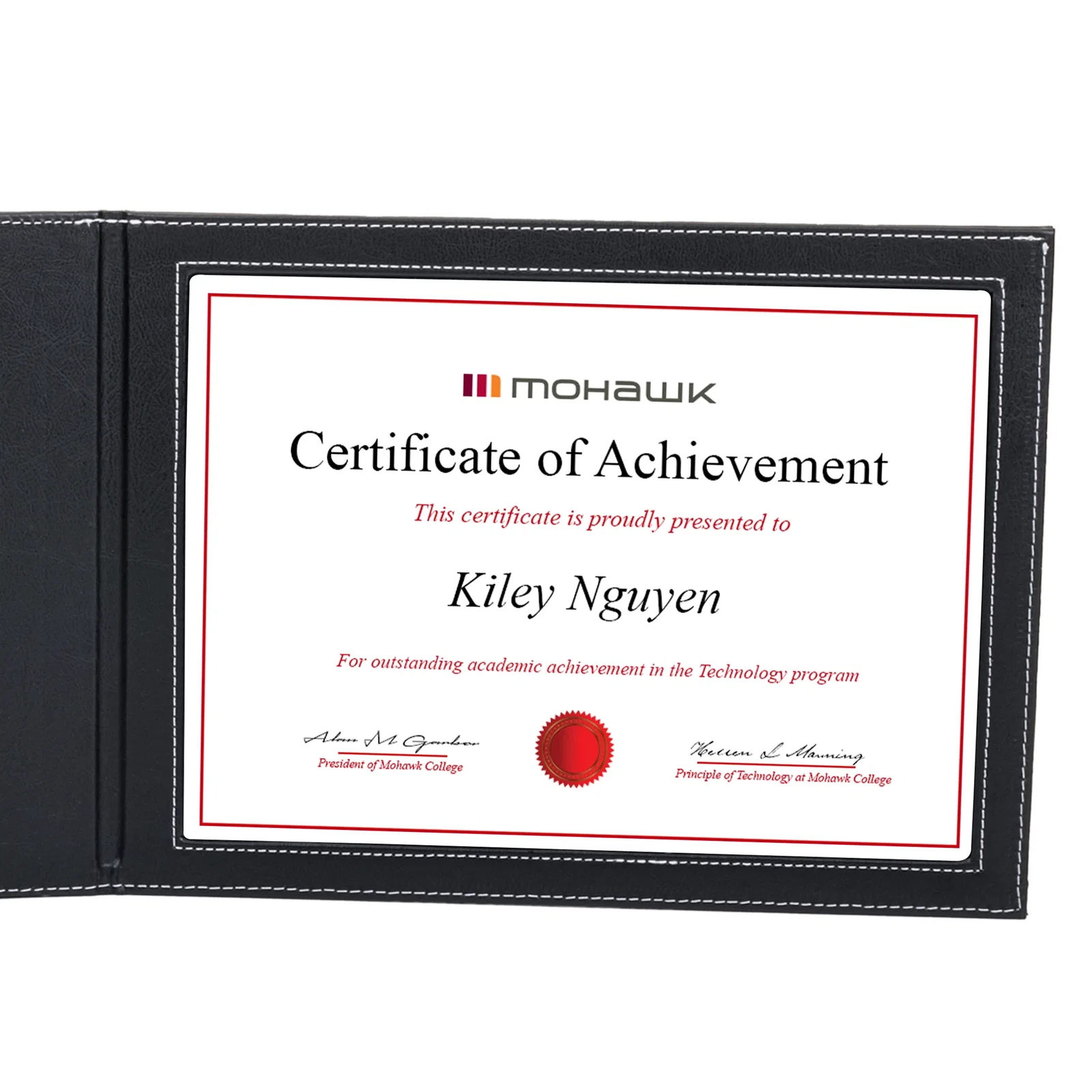 Custom Leatherette Certificate Holder with Full-Color Front and Clear Window for team milestone celebrations