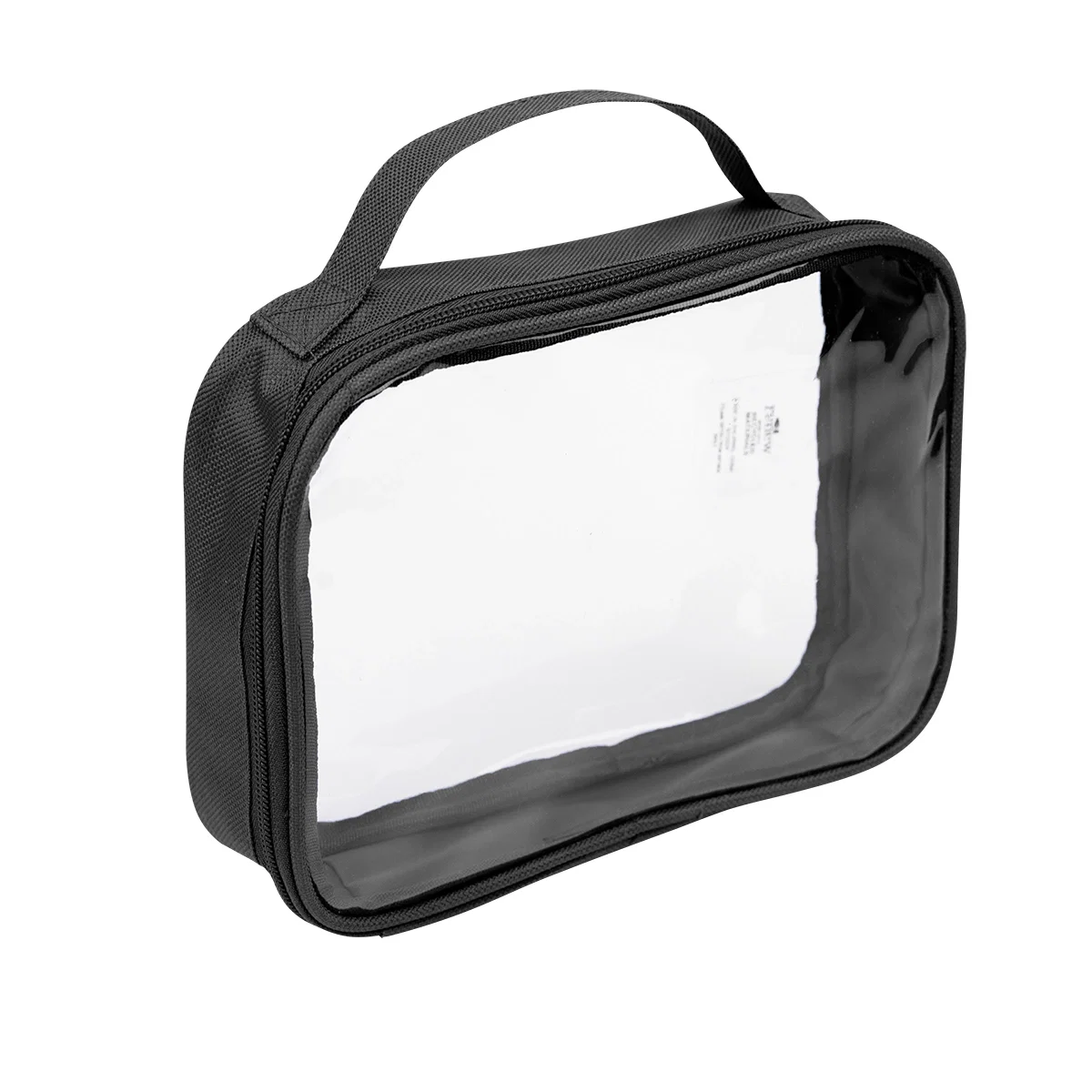 Transparent pouch showing its contents through the front panel