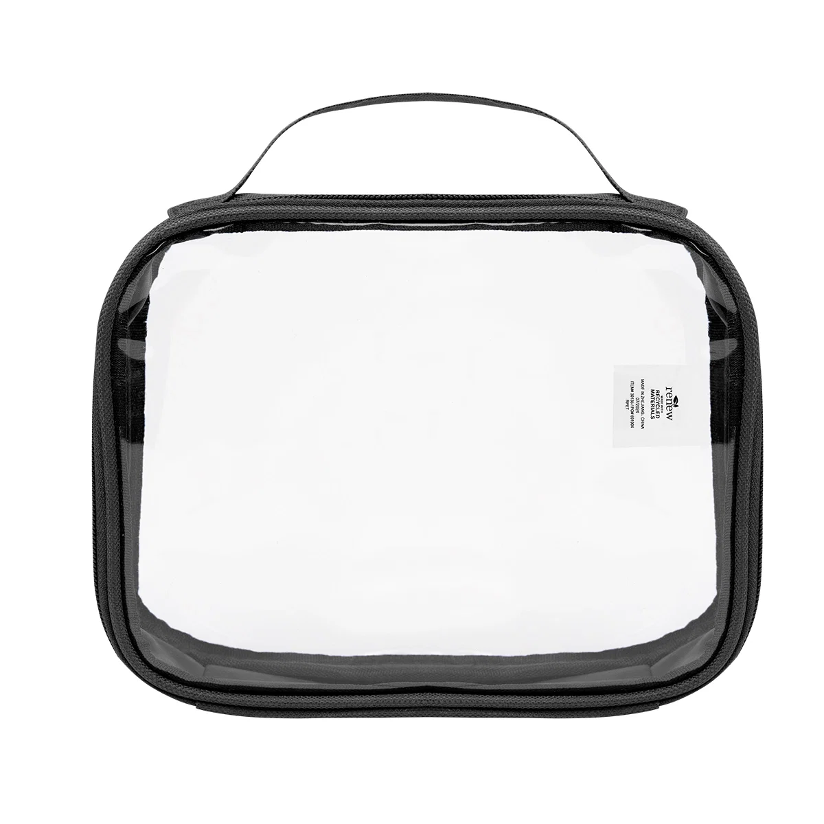Boxy shape of the vinyl case seen from a slight angle