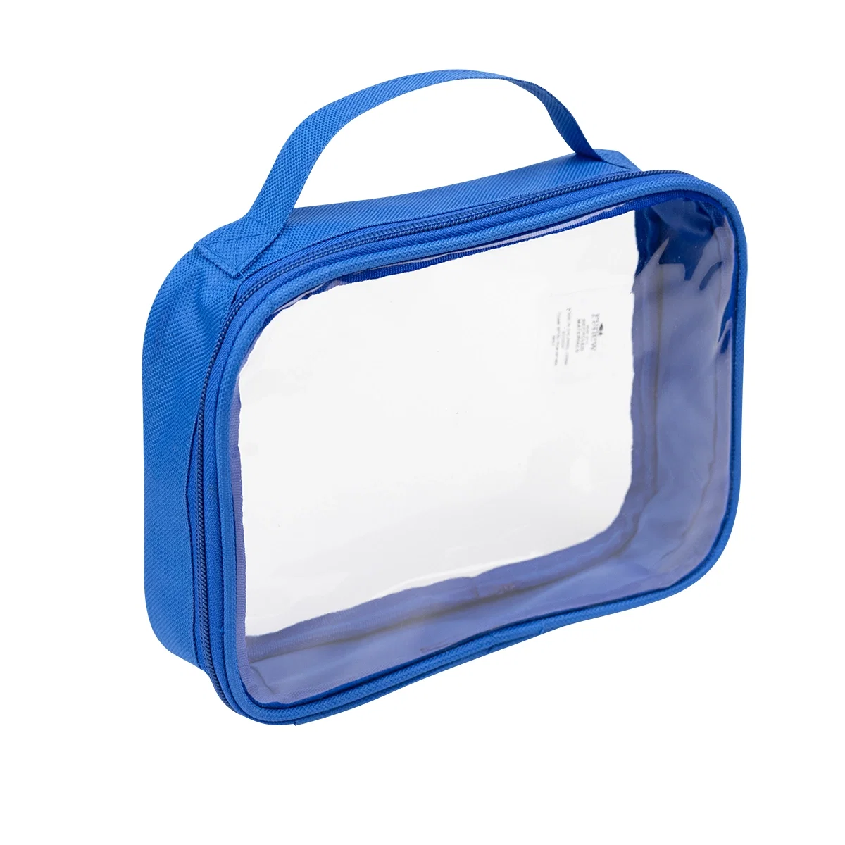 Rear side of the see through bag with a flat two inch depth