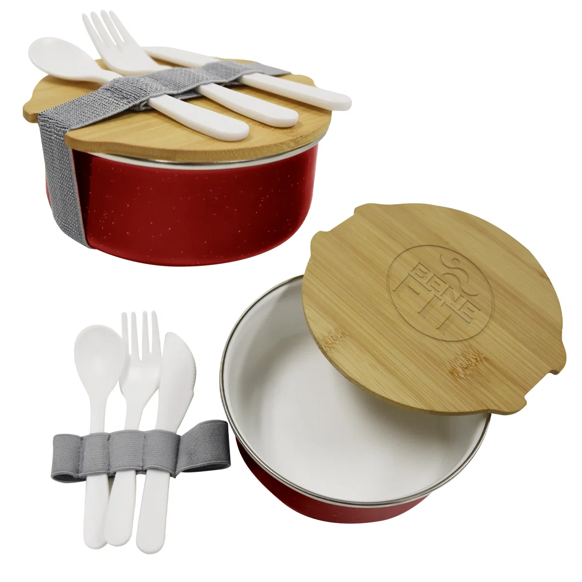 Round bento box shown closed at six inches across