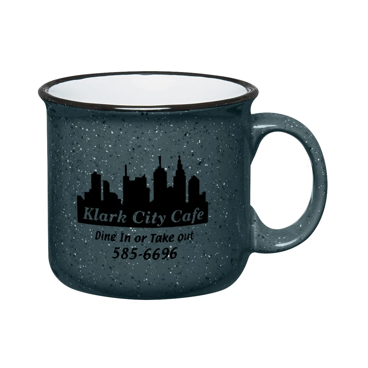 Cobalt blue mug photographed on a plain surface
